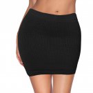 Womens Mini Stretch Mesh Look Solid Basic Bodycon Skirt Color Black