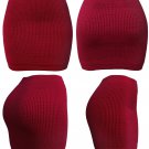 Womens Mini Stretch Mesh Look Solid Basic Bodycon Skirt Color Burgundy