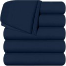 Pack of 6 Flat Sheets Brushed Microfiber Hotel Quality Twin Size Navy