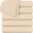 Pack of 6 Flat Sheets Brushed Microfiber Hotel Quality Twin Size Beige