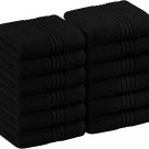 Pack of 12 Washcloth Towel Set Premium Cotton 600 GSM 12x12" Color Black