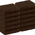 Pack of 12 Washcloth Towel Set Premium Cotton 600 GSM 12x12" Color Dark Brown