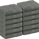Pack of 12 Washcloth Towel Set Premium Cotton 600 GSM 12x12" Color Grey