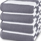 Pack of 4 Beach Pool Towel Cabana Stripe Beach Towel 30 x60 Inches Grey