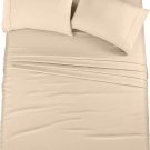 Bedding Soft Brushed Microfiber 4 Piece Bed Sheet Set with Pillow Cases Queen Color Beige