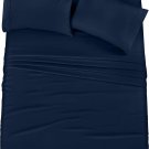 Bedding Soft Brushed Microfiber 4 Piece Bed Sheet Set with Pillow Cases Queen Color Navy