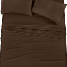 Bedding Soft Brushed Microfiber 4 Piece Bed Sheet Set with Pillow Cases Queen Color Brown