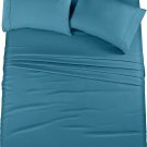 Bedding Soft Brushed Microfiber 4 Piece Bed Sheet Set with Pillow Cases Queen Color Denim Blue