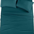 Bedding Soft Brushed Microfiber 4 Piece Bed Sheet Set with Pillow Cases Queen Color Teal