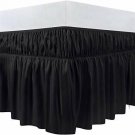 Bed Ruffle Skirt Twin Size Bedding Elastic with 16 Inches Drop Color Black