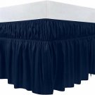 Bed Ruffle Skirt Twin Size Bedding Elastic with 16 Inches Drop Color Navy