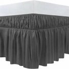 Bed Ruffle Skirt Twin Size Bedding Elastic with 16 Inches Drop Color Gray