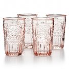Glass Drinking Tumbler 10.25 Oz 4 Set Cotton Candy Pink Drinkware