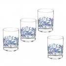 Blue Italian Double Old Fashioned Glasses 14 Oz Set Of 4 - Clear Blue Drinkware