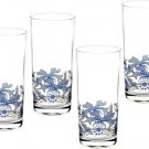 Blue Italian Highball Drinking Glass Iconic Design 15 Oz 4 Set Blue White Drinkware