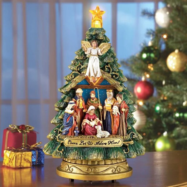 Led Lighted Musical Nativity Scene Tree Table Centerpiece Christmas Decor Decoration