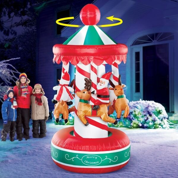 Rotating Carousel Santa Claus Friends Outdoor Airblown Inflatable