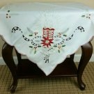 Embroidered Christmas Red Candle Embroidery Tablecloth Fabric Topper 33" Square Party Supplies