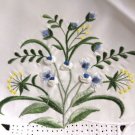 Ivory Embroidery Blue Rosebud Yellow Flower Embroidered 33" Tablecloth Party Supplies