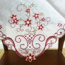 Embroidered Organza Shining Pieces Dark Red 33X33" Square Embroidery Tablecloth Party Supplies