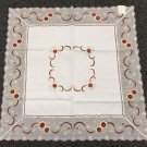 White Embroidered Red Ruby Burgundy Rhinestone Embroidery Tablecloth 33" Square Party Supplies