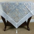 Embroidered Gold Tassel Rhine Stone Tablecloth 33" Square Night Stand Party Supplies