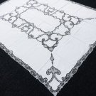 White 72X90" Cotton Linen Embroidered Lace Rectangle Tablecloth Napkins Party Supplies