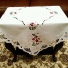 42X42" Square Embroidered Burgundy Rose Embroidery Tablecloth Polyester Fabric Party Supplies