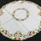 Embroidered Daisy 33" Round Tablecloth Night Stand Cover End Coffee Table White Party Supplies