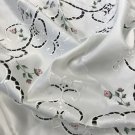 Embroidered Rosebud Cutwork Embroidery 70" Round Tablecloth Napkin Party Supplies