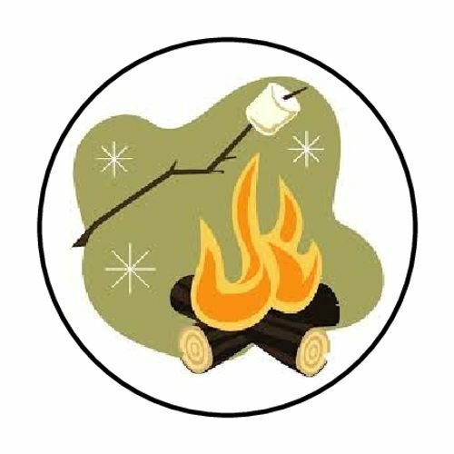 48 Campfire Smore Marshmallow Envelope Seals Labels Stickers 12 Round