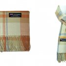Mango Beige Winter Scarf Scarves Checked Plaid Wool 100% Cashmere Stripe