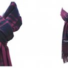 Plaid Purple Black Winter Scarf Scarves Checked Wool 100% Cashmere Stripe