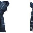 Plaid Black White Winter Scarf Scarves Checked Wool 100% Cashmere Stripe