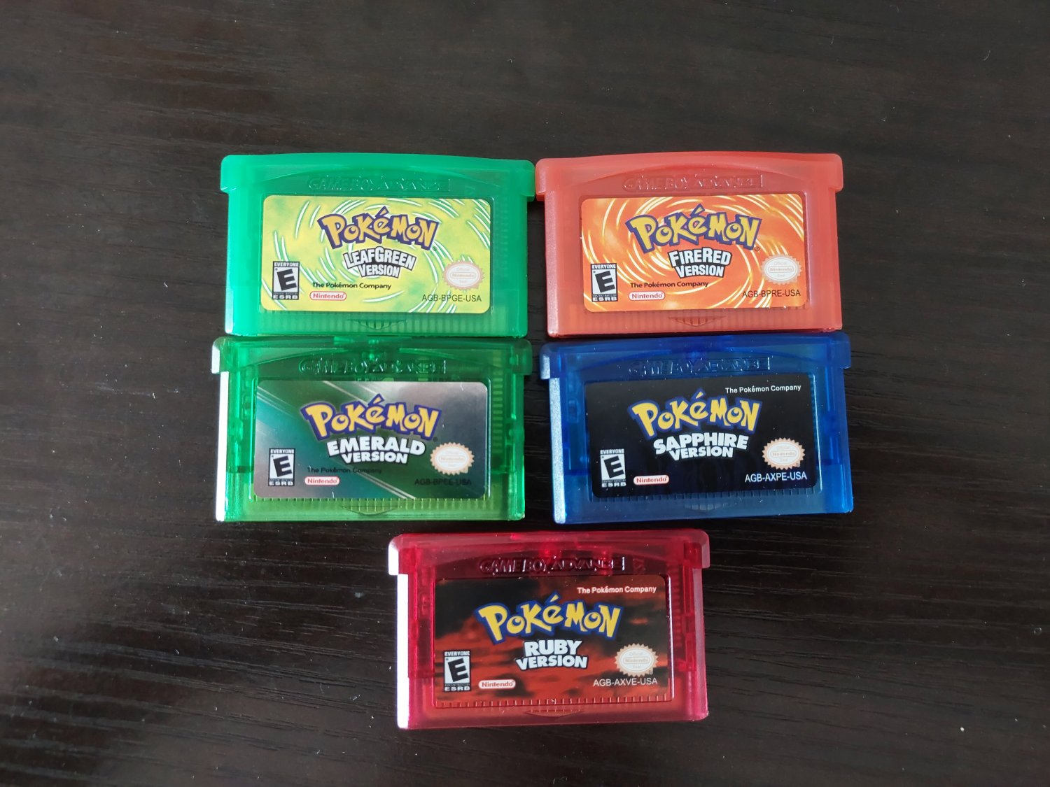 Pokemon Sapphire Emerald Fire Red Leaf Green Ruby 5 Games Gameboy Advance GBA