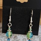 Cute Dangle Earrings - Blue/Green & Silver