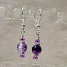 Cute Dangle Earrings - Purple/Clear & Silver