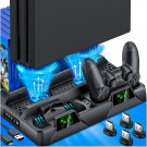 Stand Cooling Fan Controller Dual Charger Station For PlayStation 4 PS4 Slim/Pro