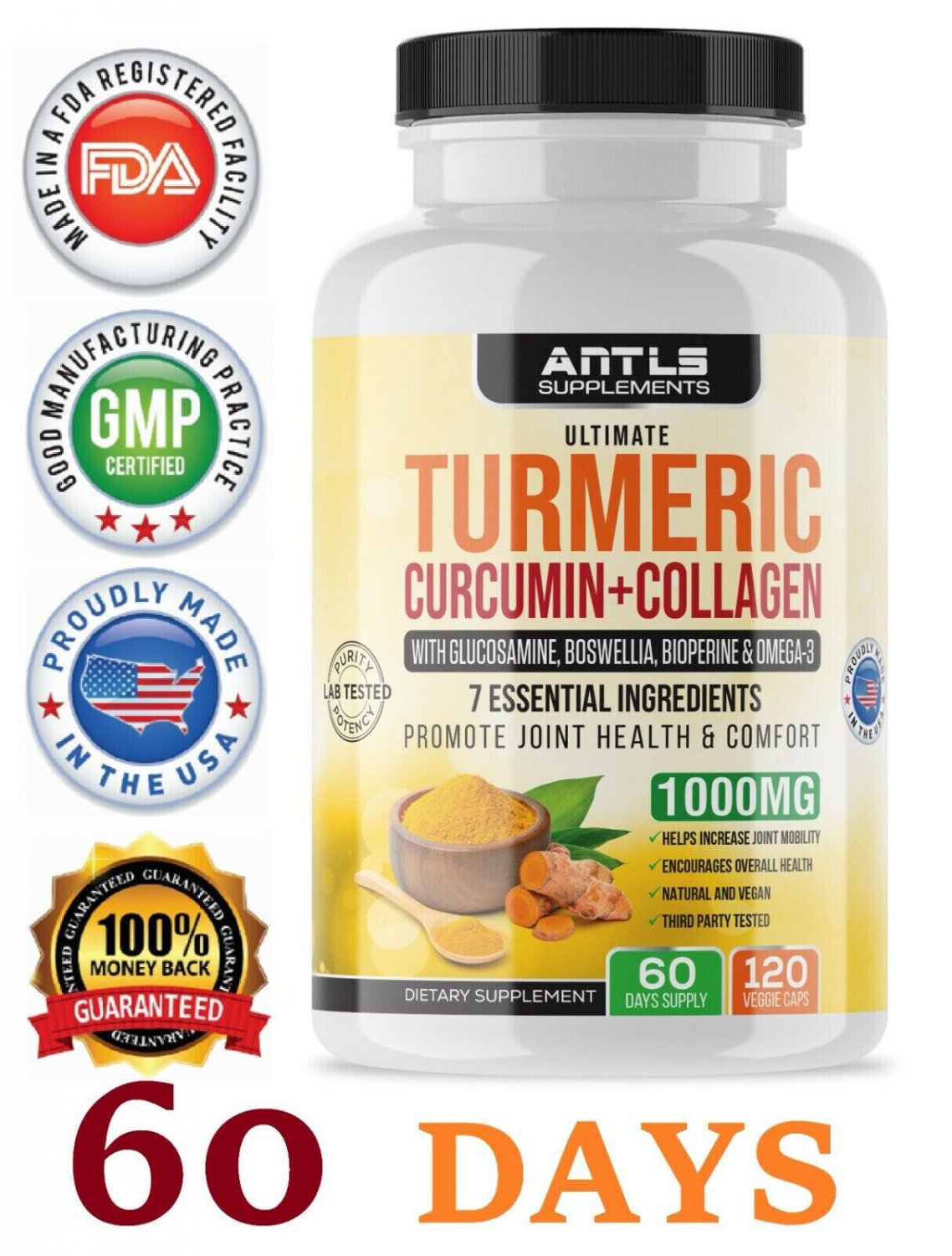 ANTLS Supplements Joint Pain Relief & Support,Turmeric,Curcumin,Collagen,Omega3