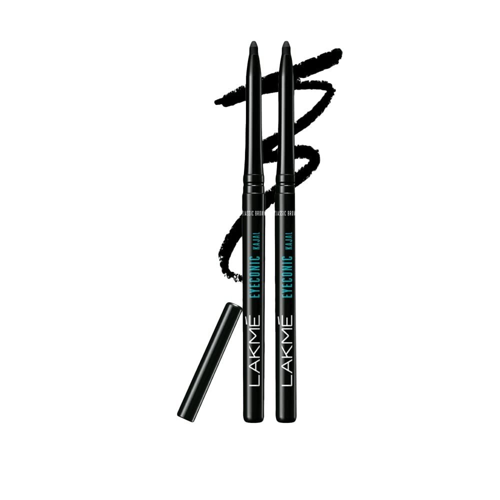 Lakme Eyeconic Black Kajal 0.35 g (Combo Pack of 2) Matte Kohl Liner in a Twist Up Pencil