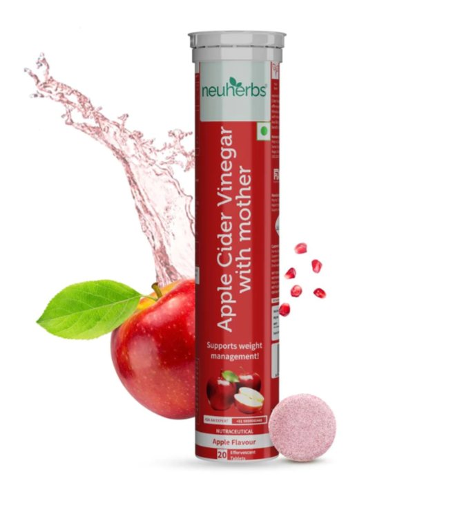 Plant Based Apple Cider Vinegar With Apple Flavor Effervescent Tablets, Vegetarian Formula