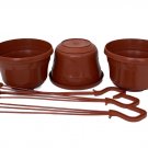 Terracotta Color 6" Plastic Hanging Basket with Attached Saucer - 3 Pack Terracotta Color 6" Plastic Hanging Basket with Attached Saucer - 3 Pack