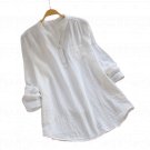 Women Cotton Linen T-Shirt Dress Ladies Casual Baggy Tunic Top Blouse Summer - WHITE