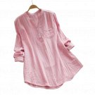 Women Cotton Linen T-Shirt Dress Ladies Casual Baggy Tunic Top Blouse Summer - PINK