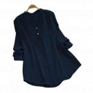 Women Cotton Linen T-Shirt Dress Ladies Casual Baggy Tunic Top Blouse Summer - NAVY BLUE
