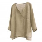 Mens Boho Cotton Linen V Neck T Shirt Long Sleeve Blouse Casual Loose Tee Tops - KHAKI Mens Boho Cotton Linen V Neck T Shirt Long Sleeve Blouse Casual Loose Tee Tops - KHAKI