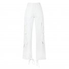 Women Casual Pocket Cargo Combat Bottoms Trousers Pants Work Pants - WHITE