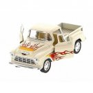 1:32 Cream 1955 Chevrolet Stepside Pickup w/ Flames Diecast Toy Truck
