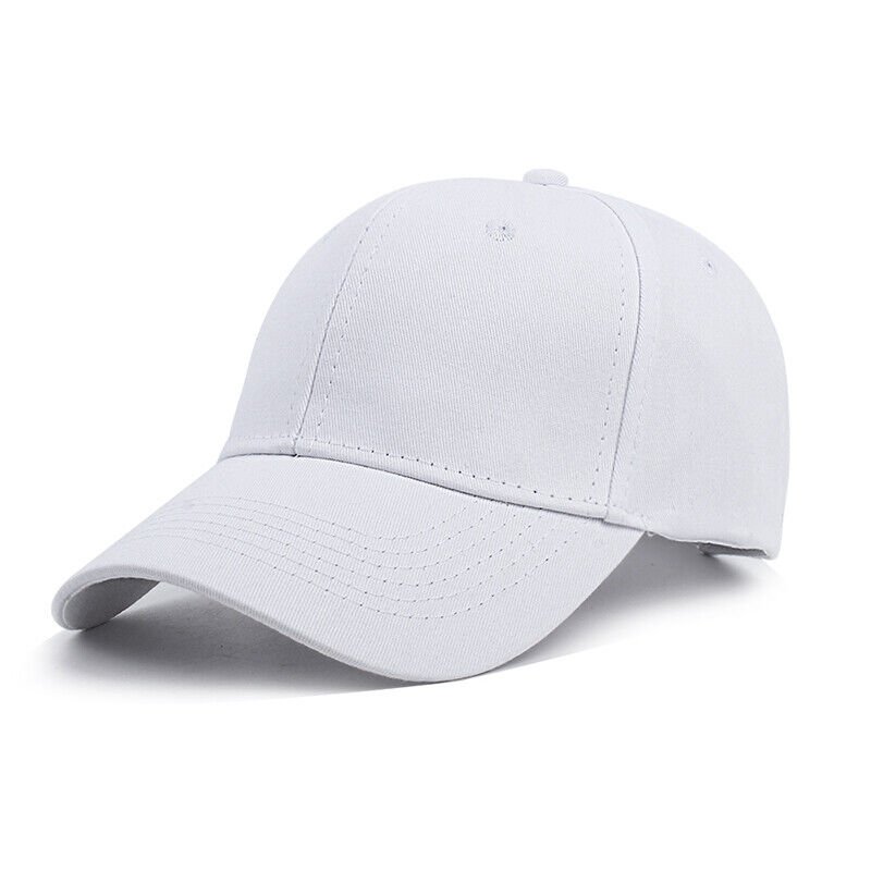 White Baseball Cap for Men & Women Plain Solid Cotton Hat Flexible Fit Plain Ball Caps