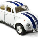 Volkswagen Beetle VW Bug w/ Stripes Diecast Model Toy 1:32 White New Volkswagen Beetle VW Bug w/ Stripes Diecast Model Toy 1:32 White New
